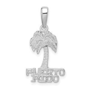Million Charms 925 Sterling Silver Travel Charm, Puerto Rico under Palm Tree